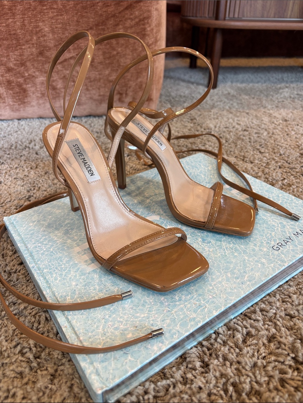 Steve Madden Uplift Patent Leather Heels in Camel